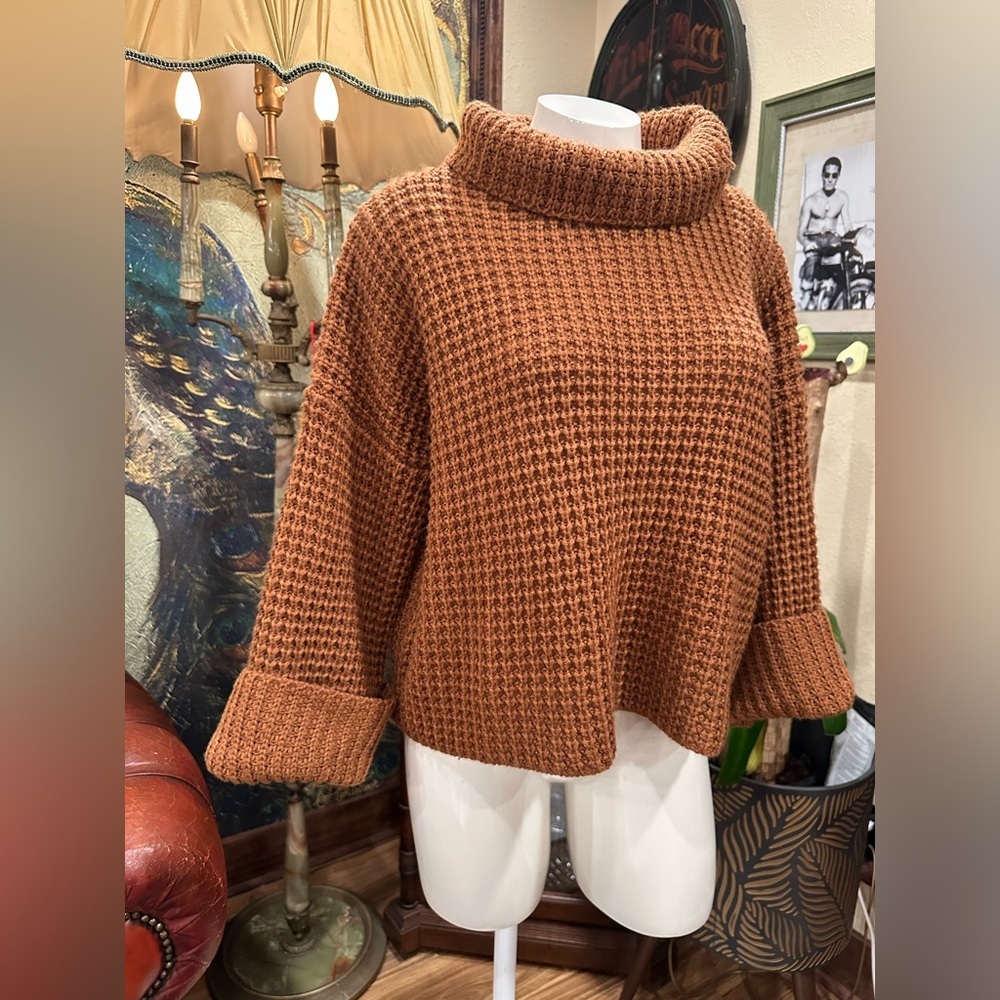 Goodnight Macaroon Camel Cowl Neck Sweater